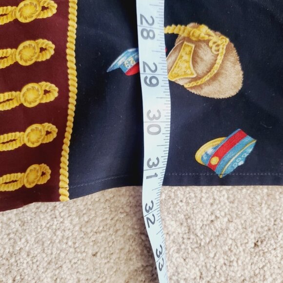 Vintage Liz Claiborne Pure Silk Equestrian Novelty Military Print Preppy Blouse - Picture 7 of 8